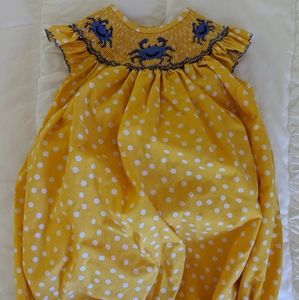 Smocked bubble romper crabs 24m